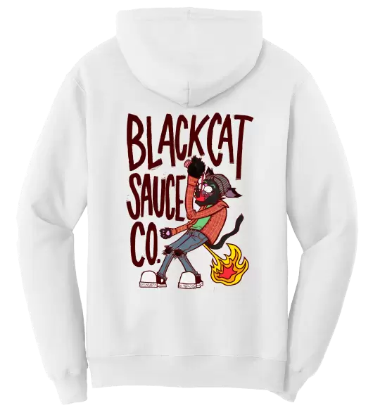 Black Cat Sweatshirt White Maroon Text