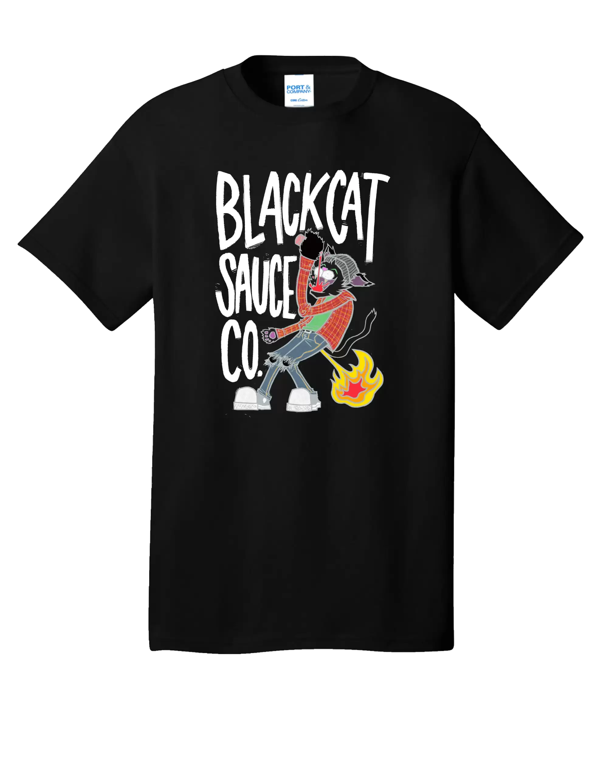 Black Cat White Text on Black