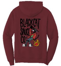 Black Cat Sweatshirt Maroon Black Text